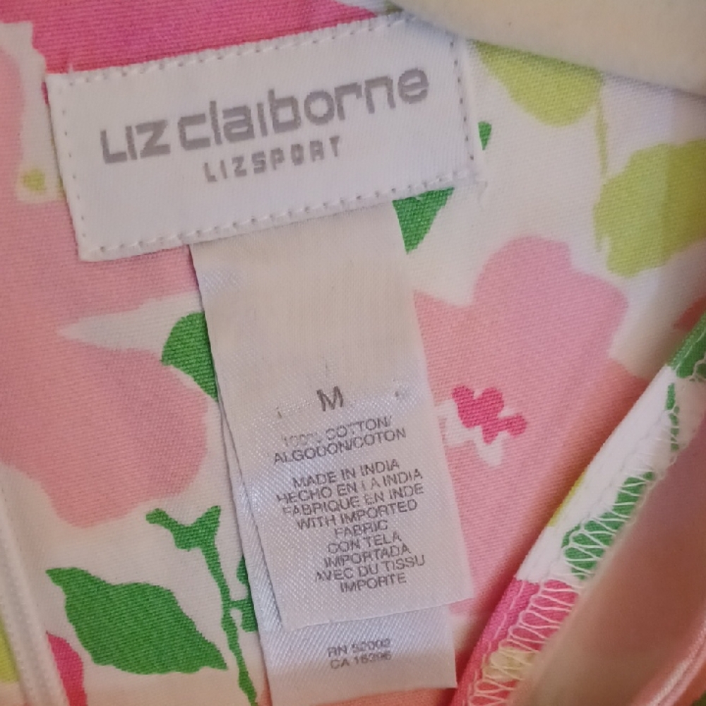 Liz Claiborne Pink and Green Floral Tank Top - Picture 4 of 6